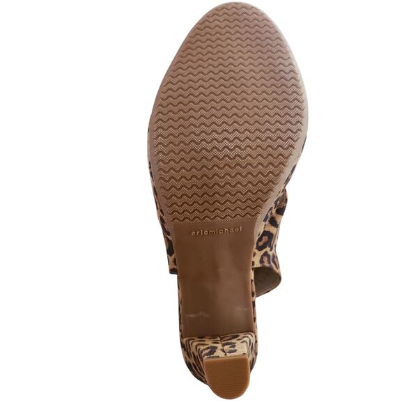 ERIC MICHAEL Peru Leopard Peep Toe Sling Back Heels EU 40 US 9 NEW IN BOX $159 - Picture 3 of 5